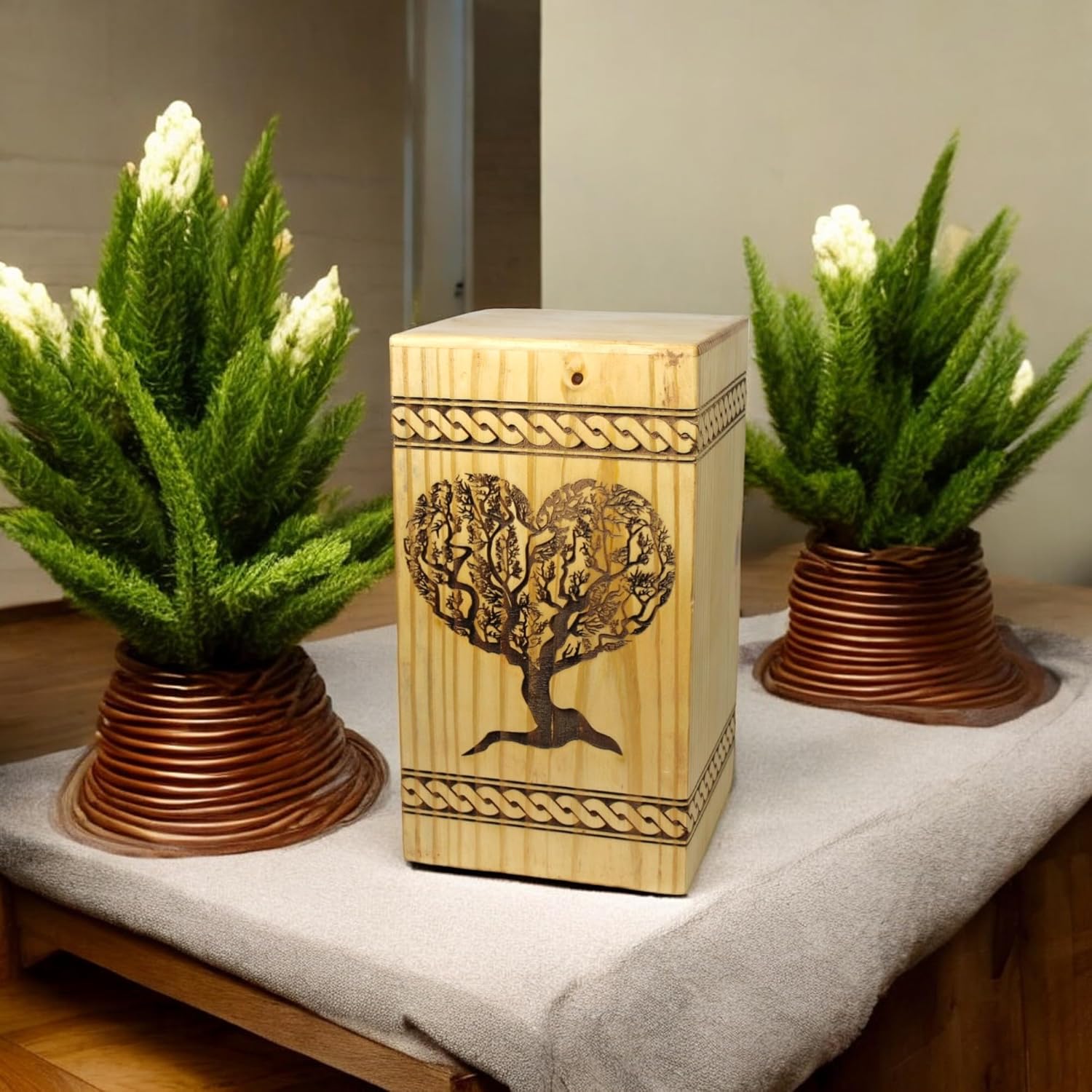 Handcrafted Wooden Urn for Ashes with Personalized Engraving