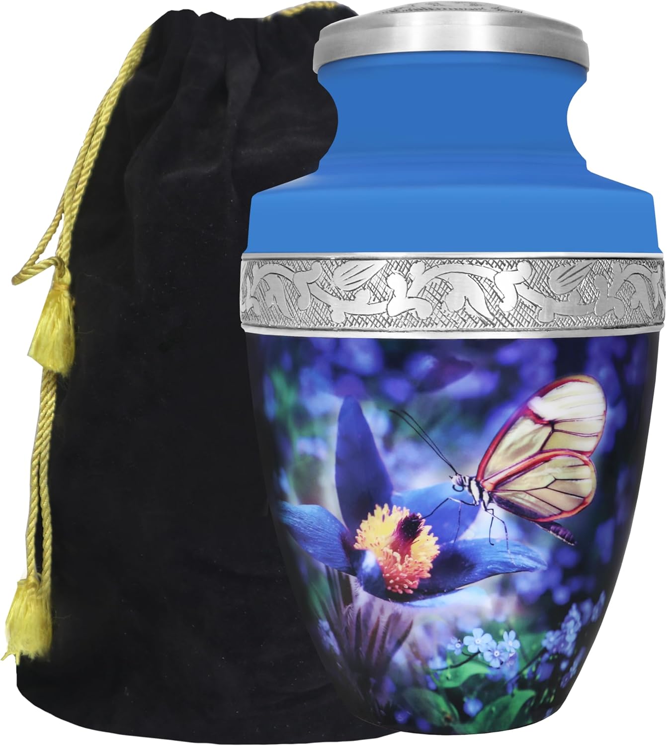 M MEILINXU Urn with Butterflies Blue Large