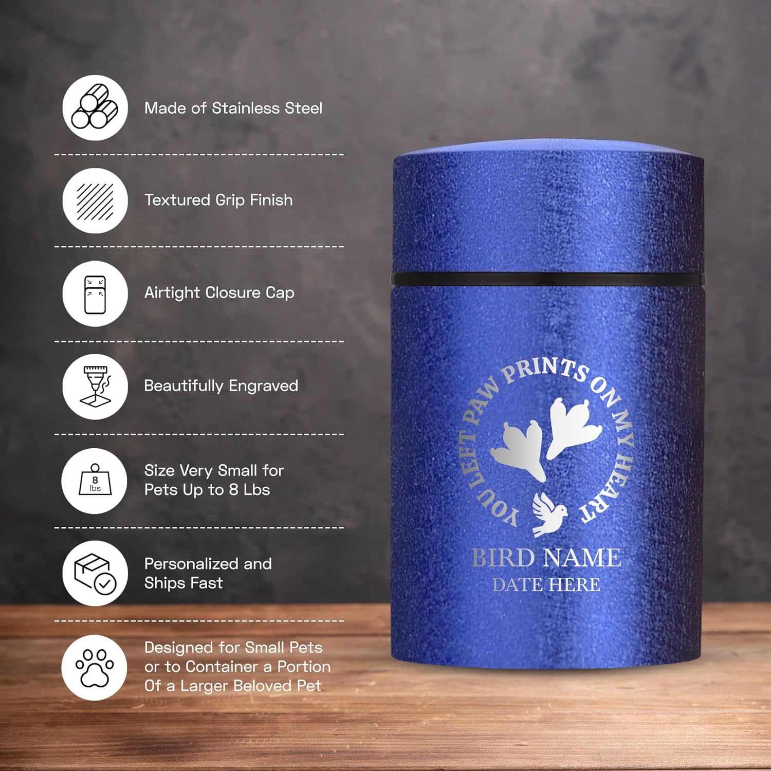 Personalized Mini Bird Keepsake Urn for Pet Ashes