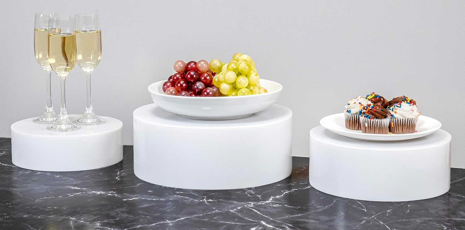 Red Co 3 Pack Acrylic Riser Stands Glossy White