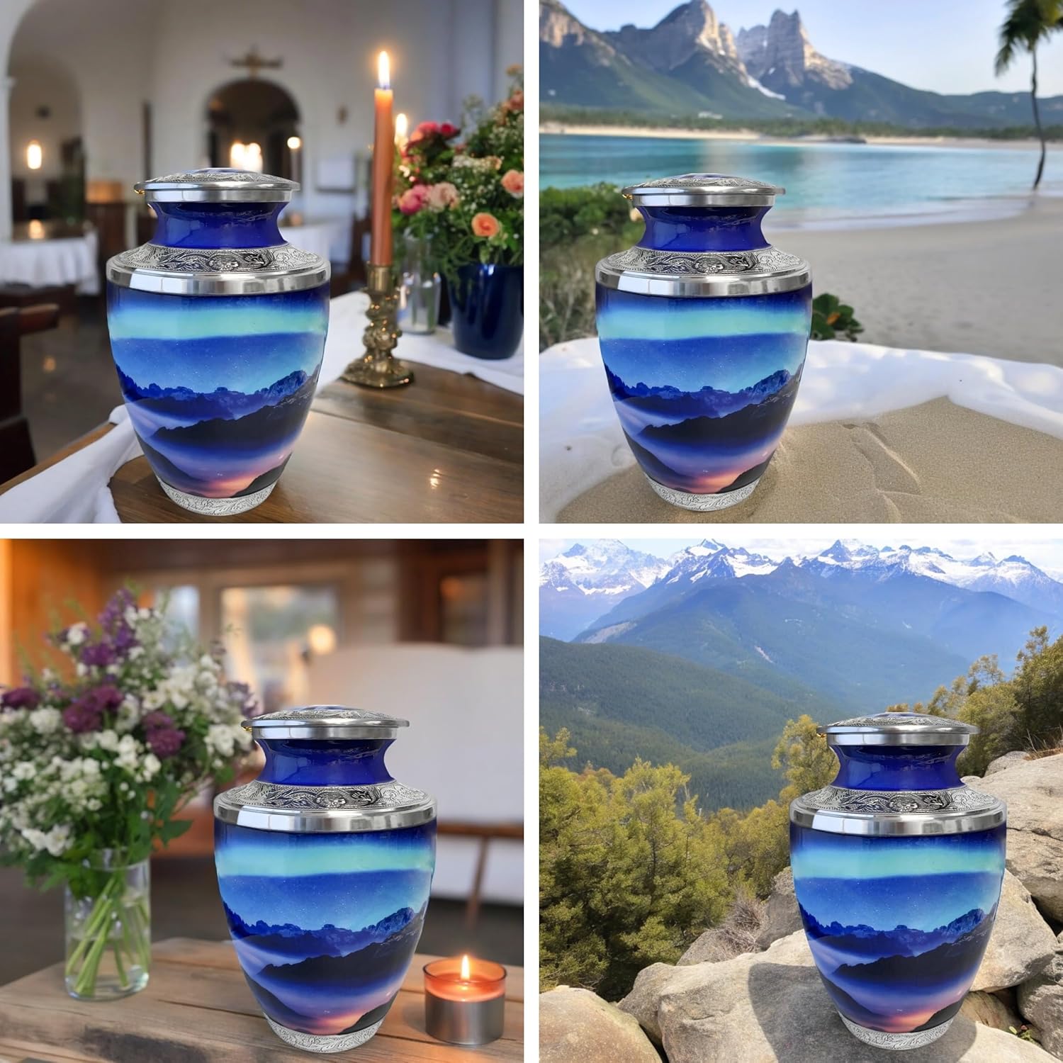 Aurora Borealis Cremation Urn for Adult Ashes