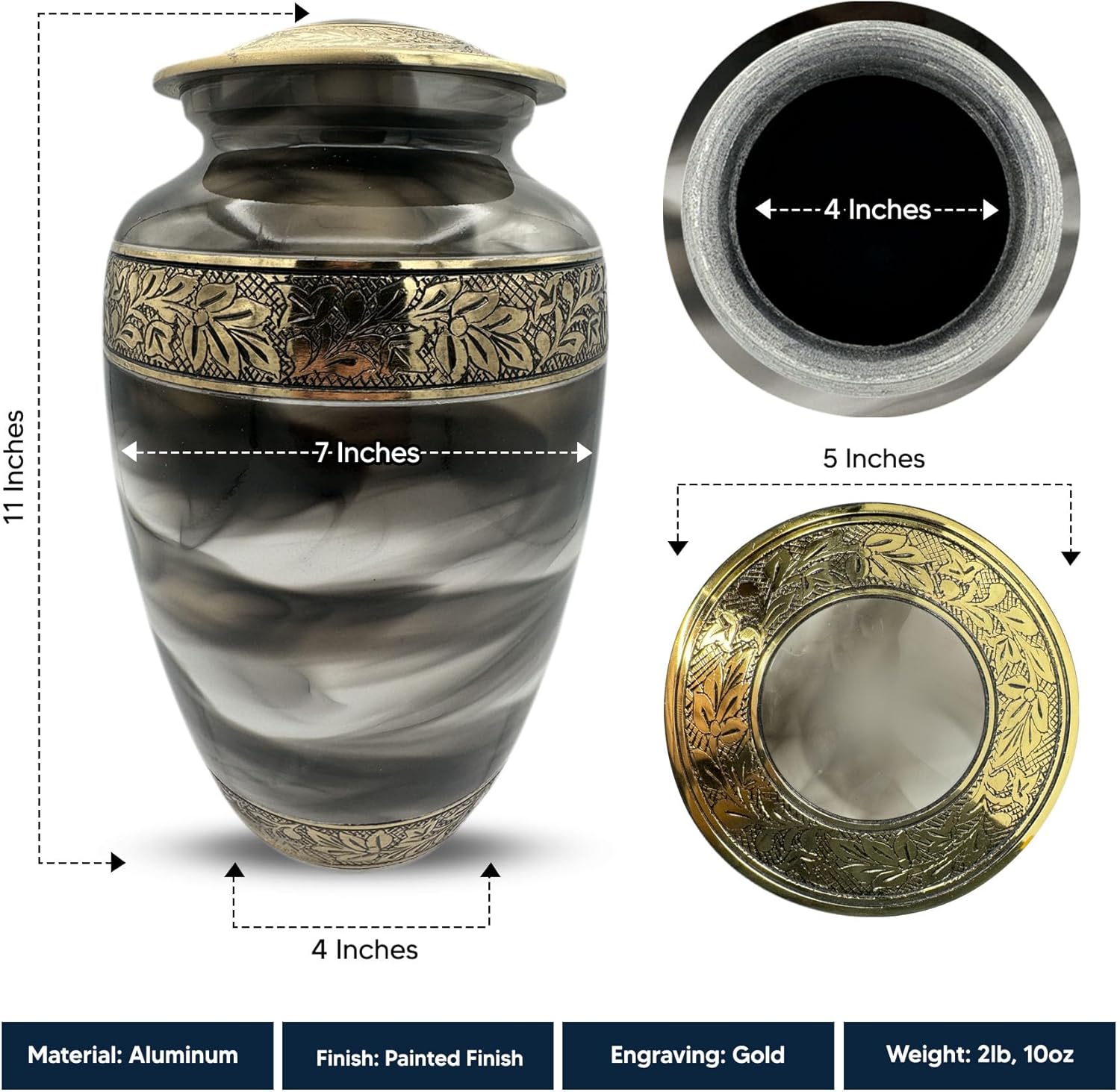 Custom Cremation Urn with Gold Engraving and Bowling Theme