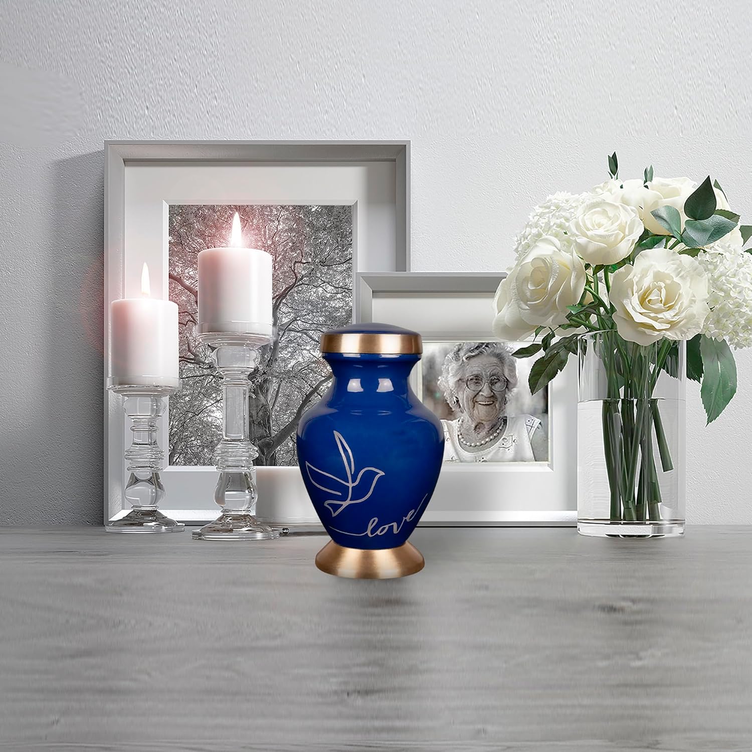 Trupoint Memorials Small Dark Blue Urns for Human Ashes Keepsake
