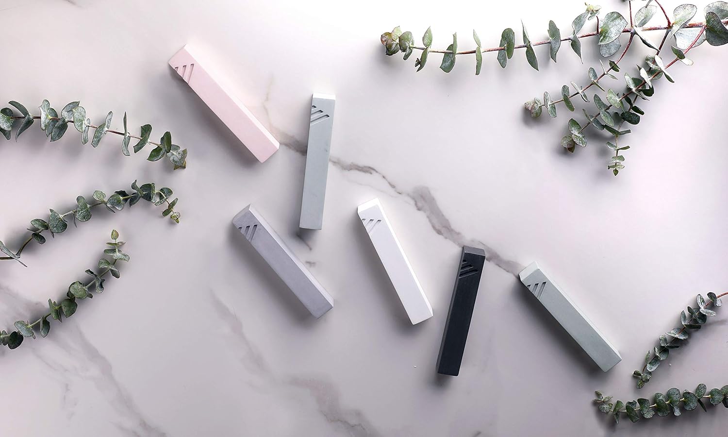 Modern Mezuzah Case Handmade - Cement Minimalist Design with Subtle Shin Gray