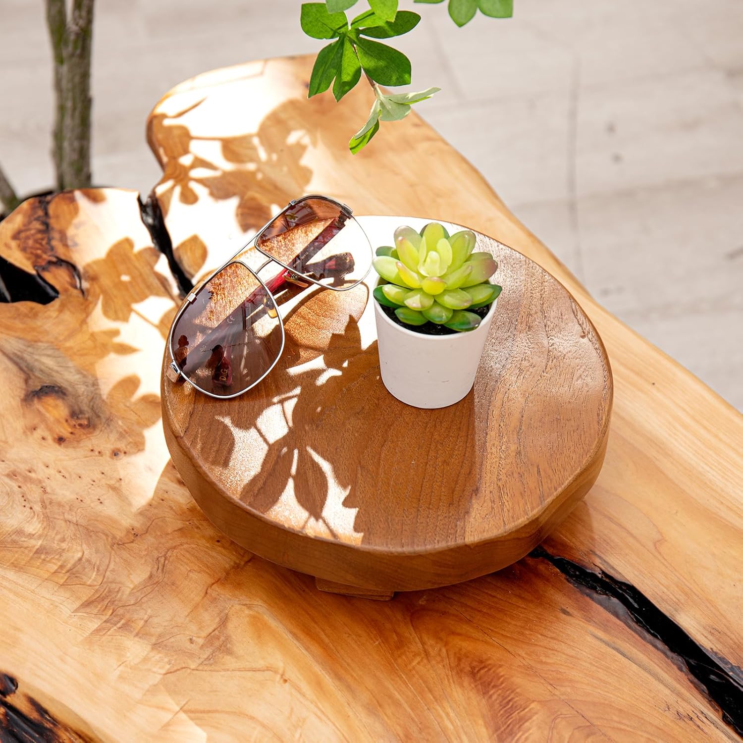 Teak Wood Display Riser for Bathroom Decor