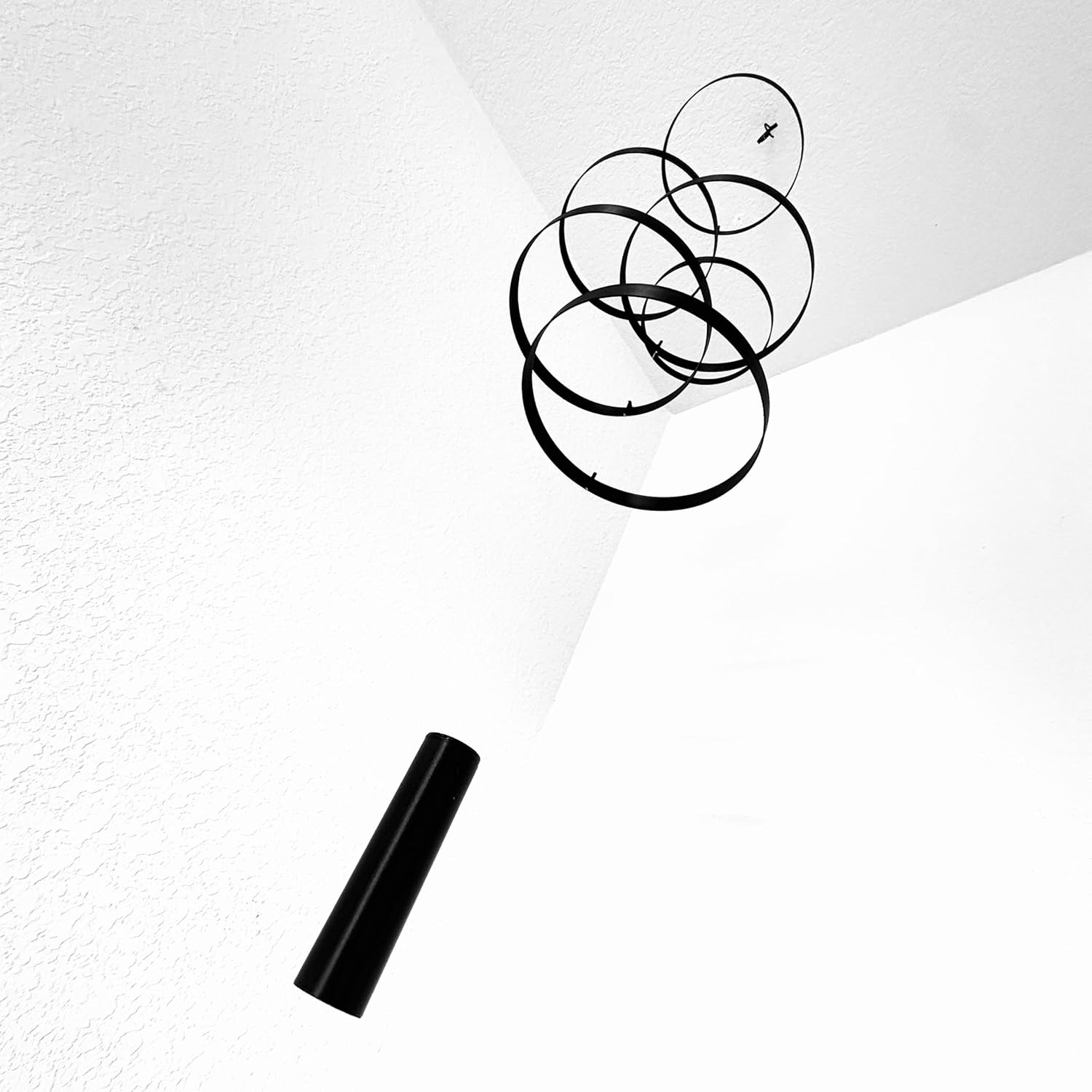 Modern Hanging Mobile with 6 Black Rings 55 - Home Decor