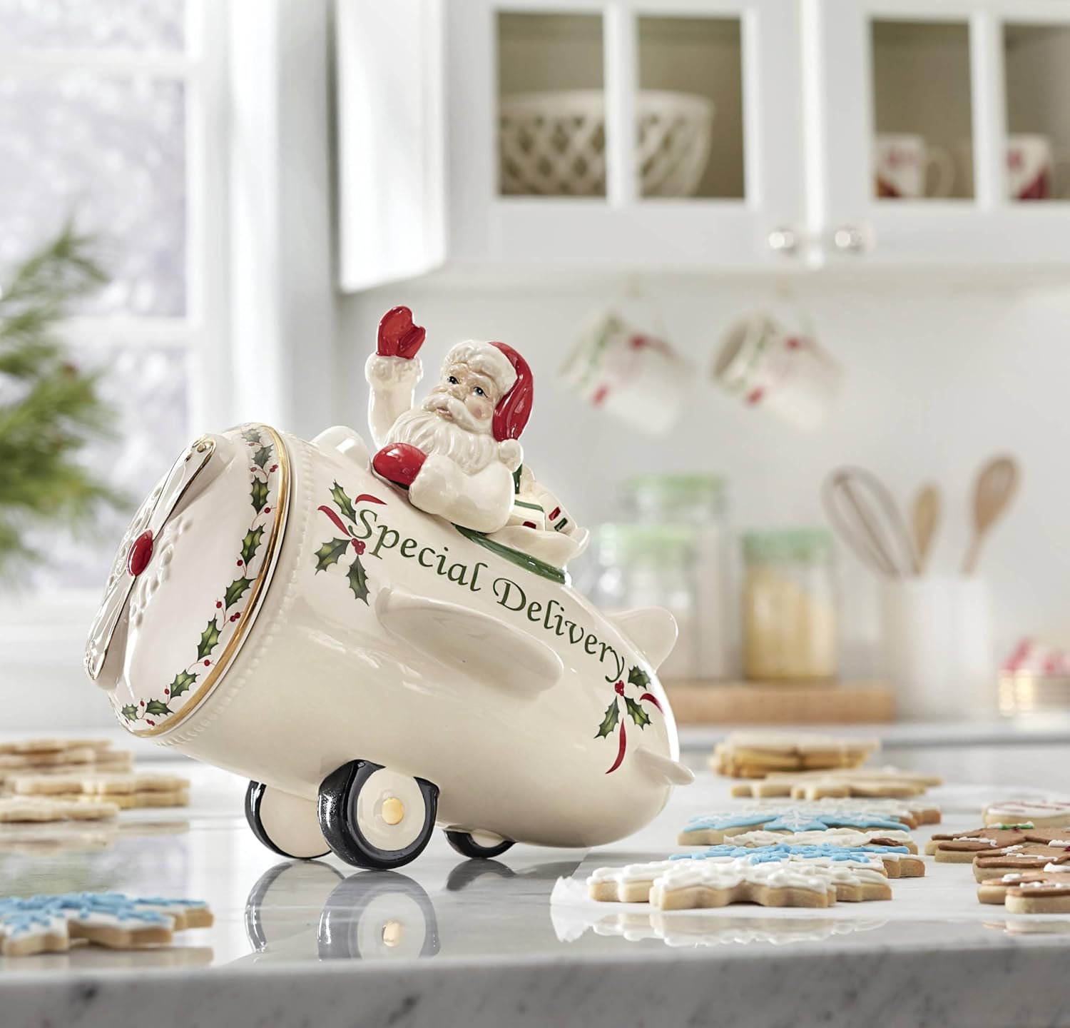 Lenox 863640 Holiday Airplane Cookie Jar 1
