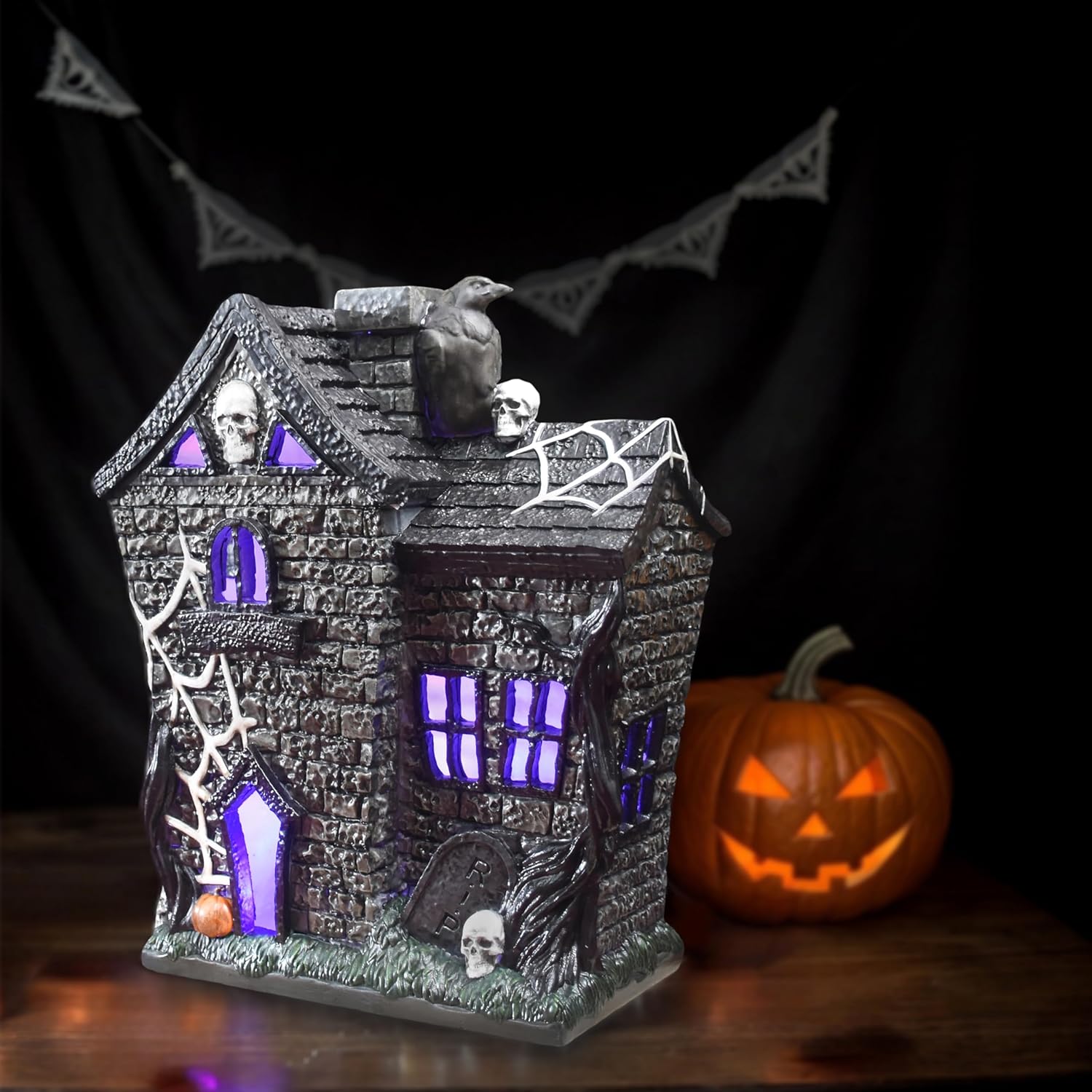 Halloween Village Houses Haunted House Figurine Decor