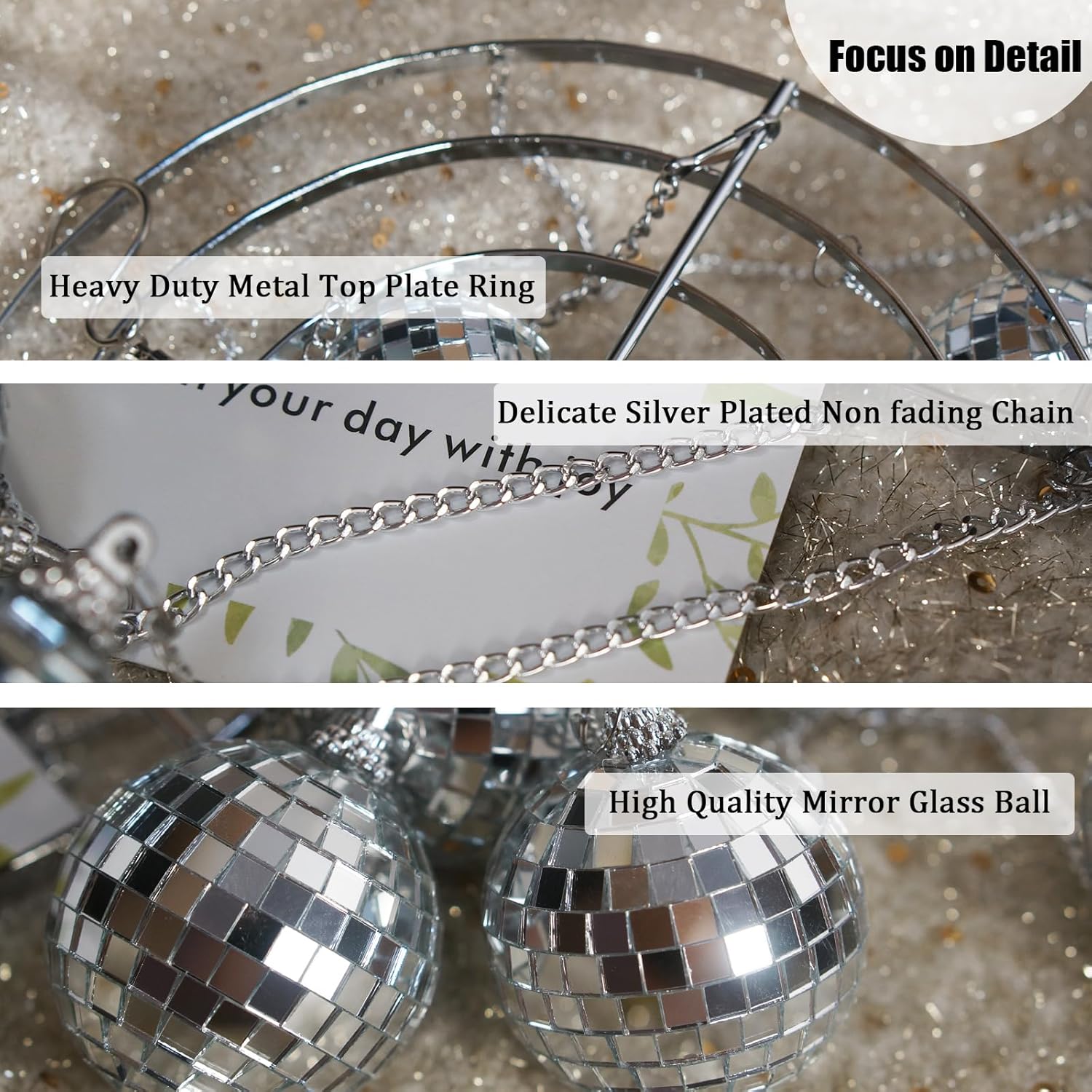 32 Inch Silver Mirror Disco Ball Mobile Spiral Spinner