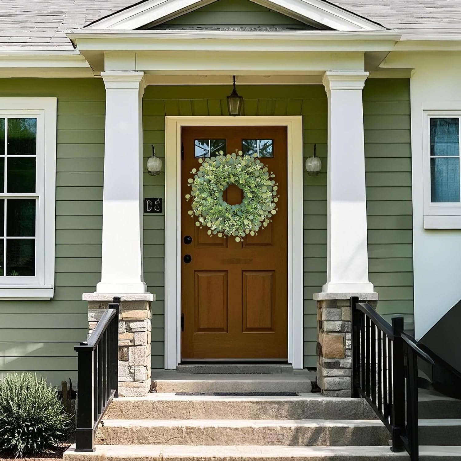 26 Inch Artificial Eucalyptus Wreath for Front Door and Porch