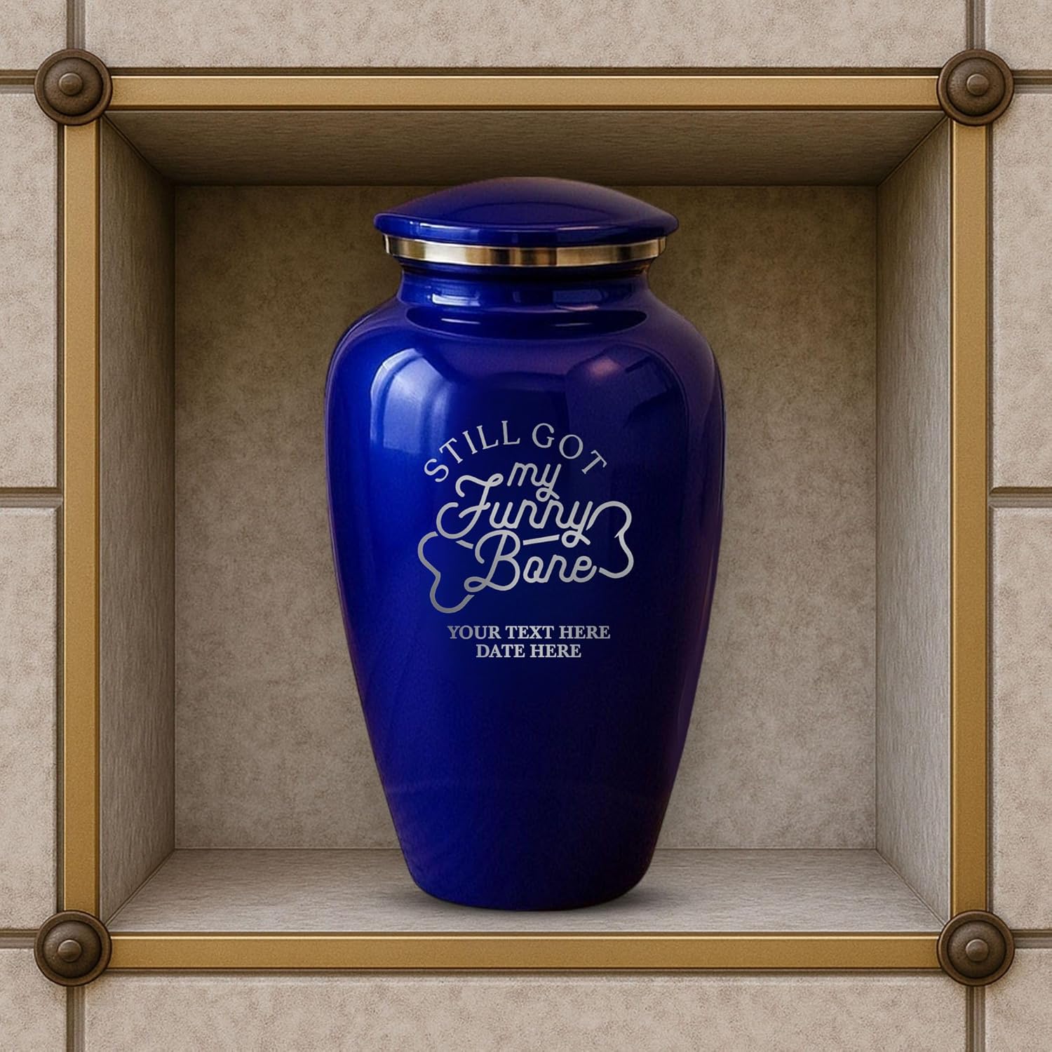 Custom Cremation Urn Purple Metal with Silver Rim