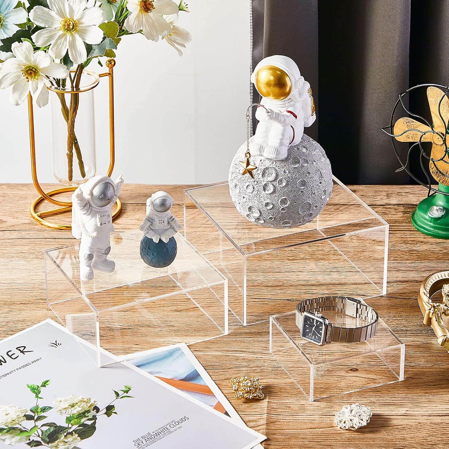 Jerify 6 Pcs Acrylic Risers Display Stands 3 Sizes