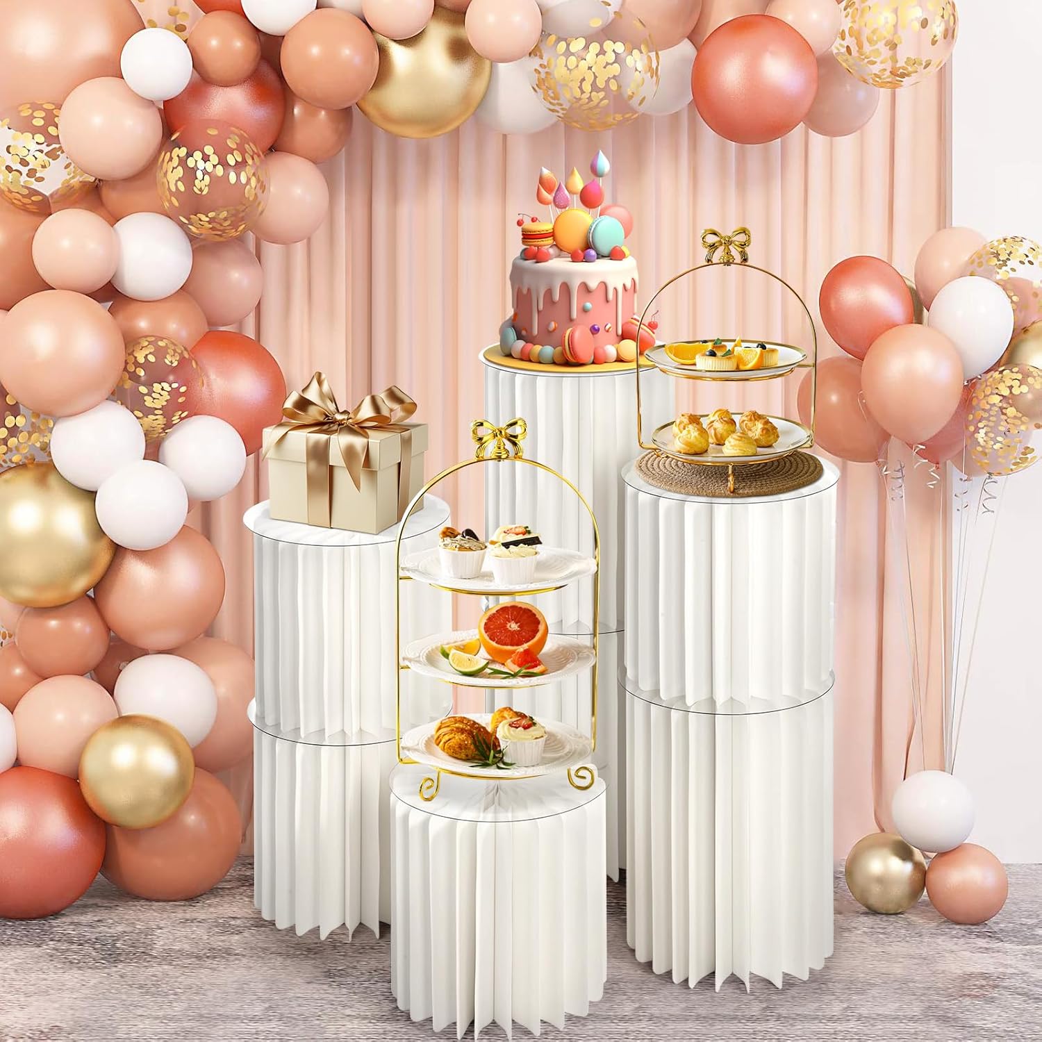 7PCS Foldable Cylinder Stands for Party Display