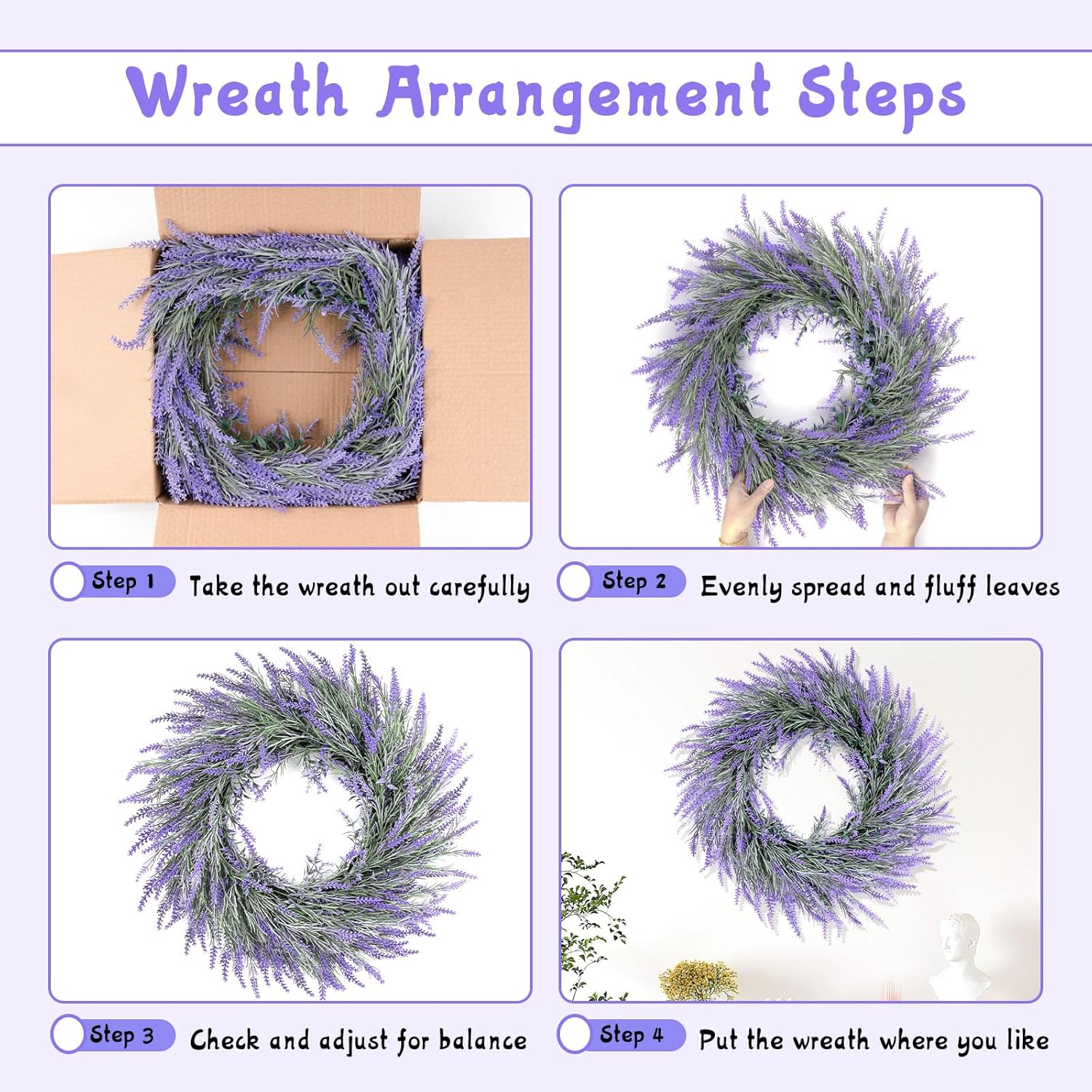 Summer Lavender Door Wreath 20 Inch Front Decor