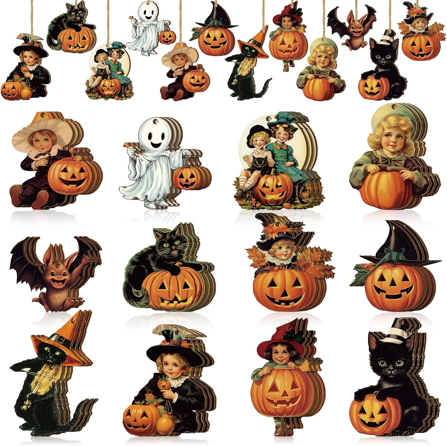 36 Pcs Halloween Hanging Wooden Decorations Set