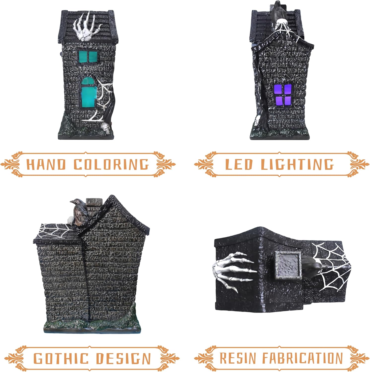 Halloween Village Houses Haunted House Figurine Decor