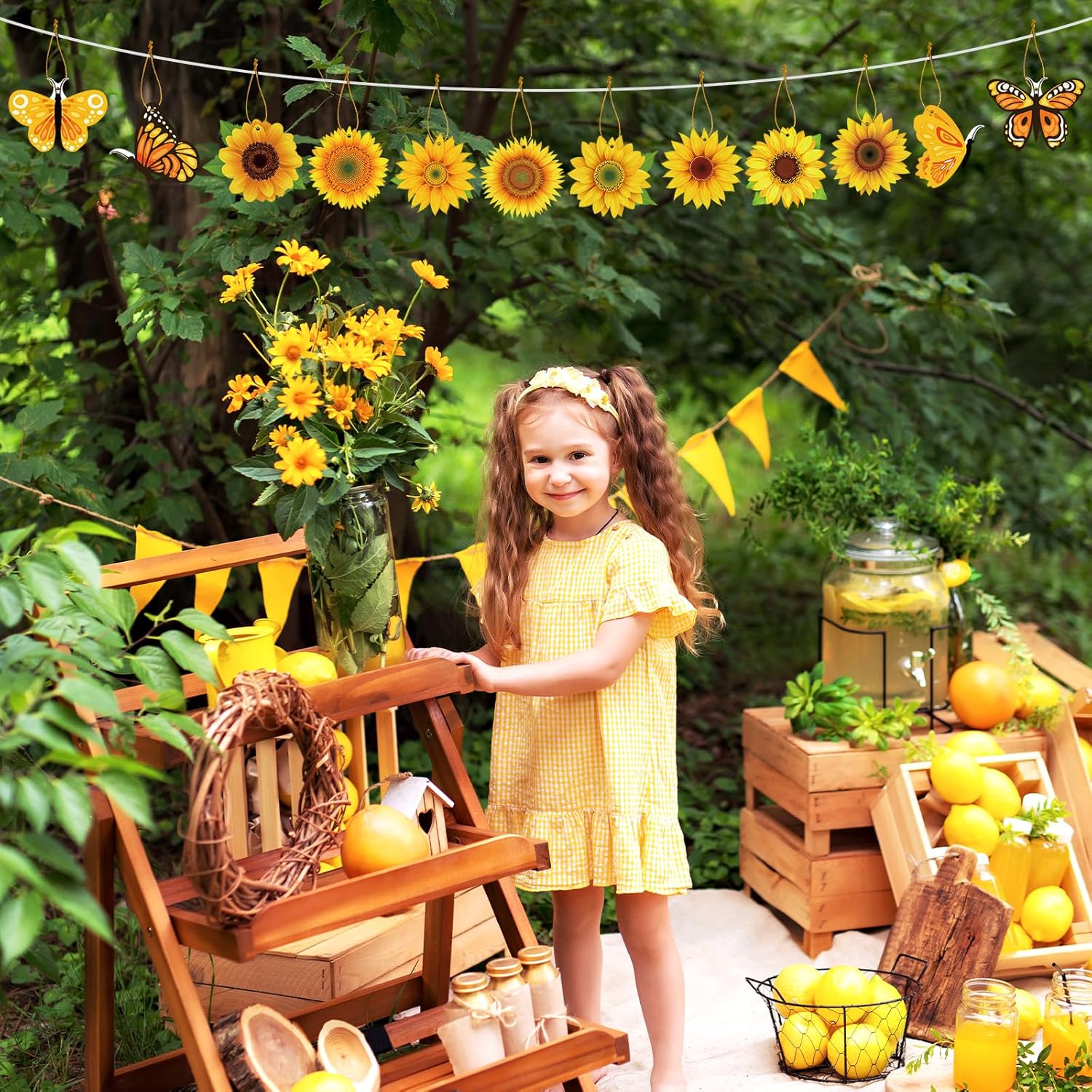 36 Pcs Spring Tree Hanging Decorations Sunflower Butterfly Set