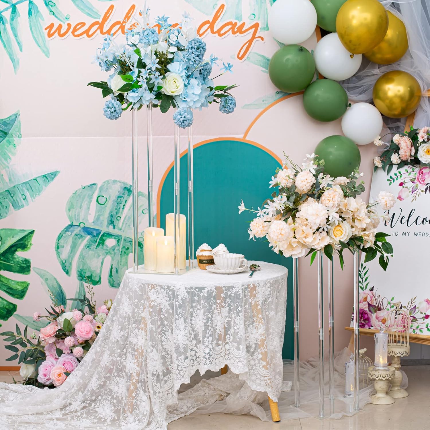 LANLONG 2 Pcs Acrylic Vase Wedding Centerpieces