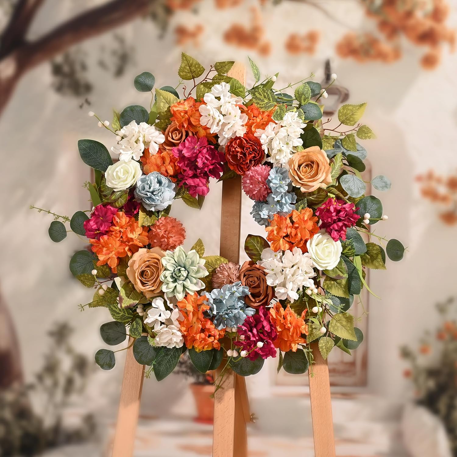 Vibrant Fall Wreath for Front Door 22 Inch