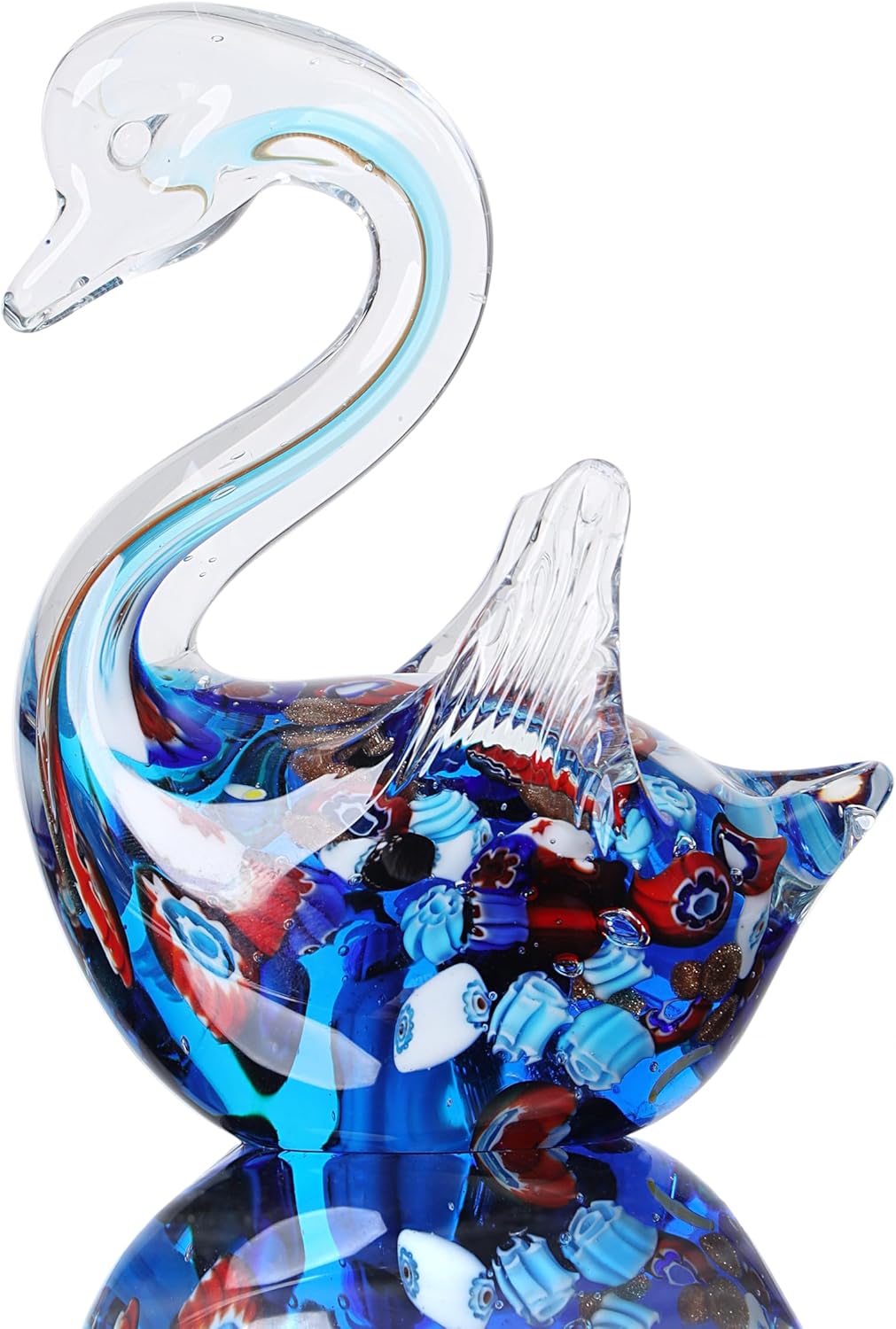 Yao Yuan Handmade Multicolor Glass Swan Figurine - Blue