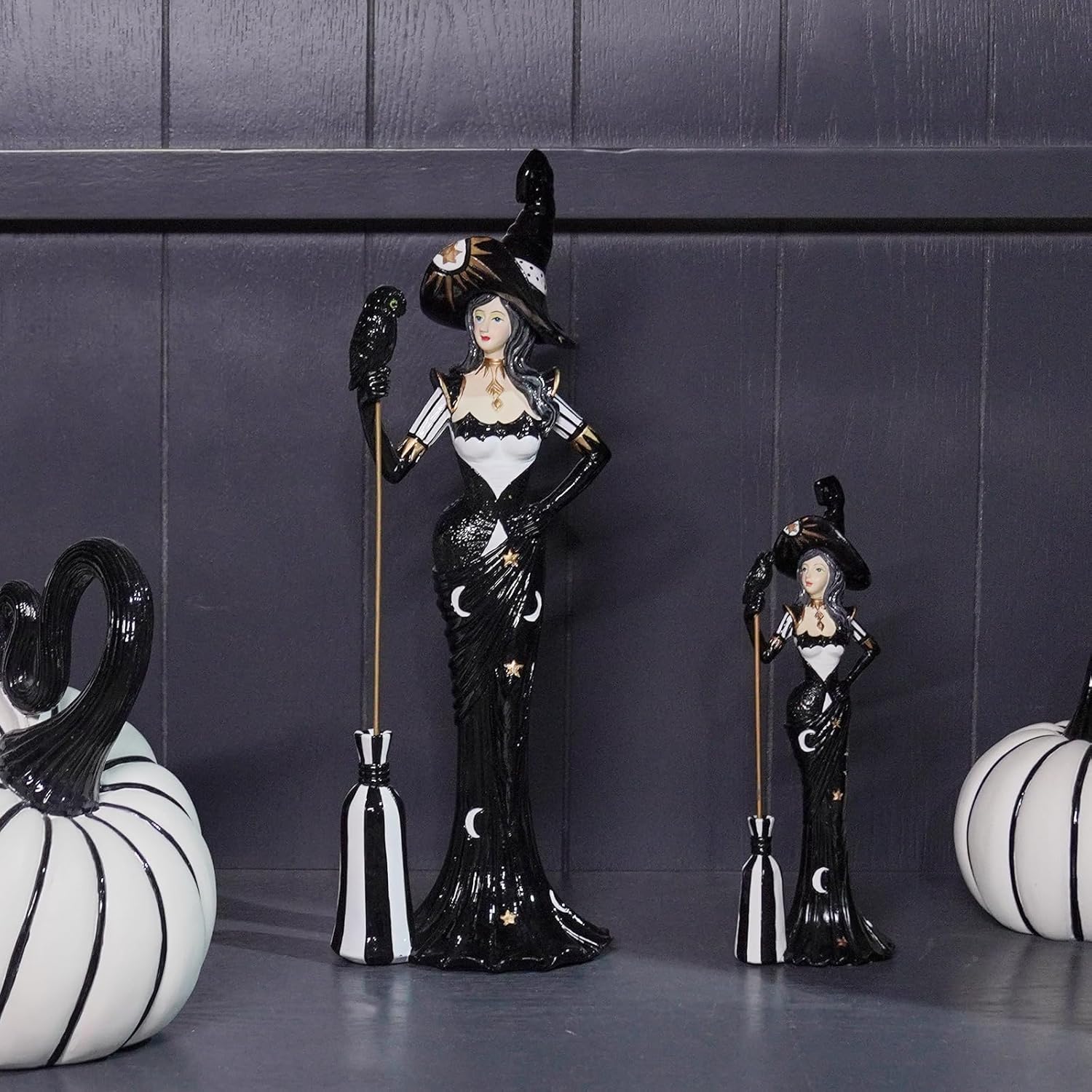 Newman House Studio Halloween Witch Figurine - Magic Broom Collectible Statue 25x175x75 in