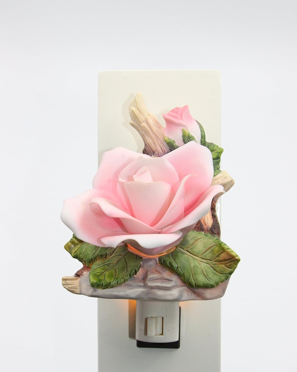 Cosmos 2121 Fine Porcelain Lighted Pink Rose Night Light