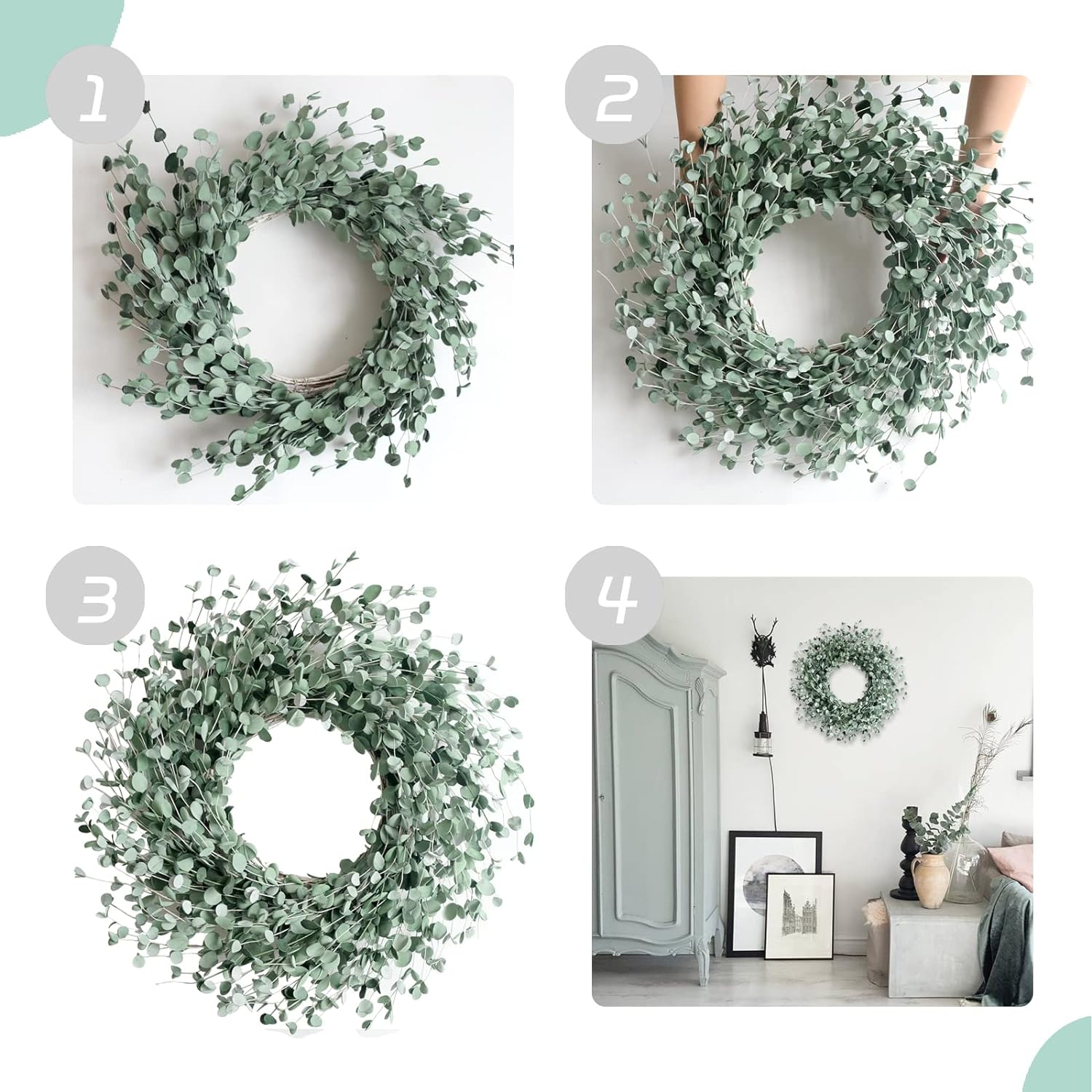 24 Inch Boxwood Wreath for Front Door Decor