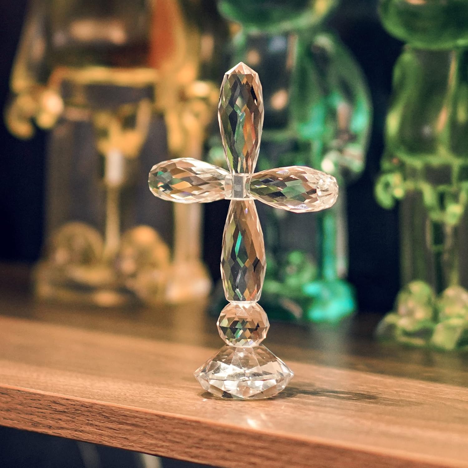 HD Crystal Cross Decor with 7pcs Glass Balls