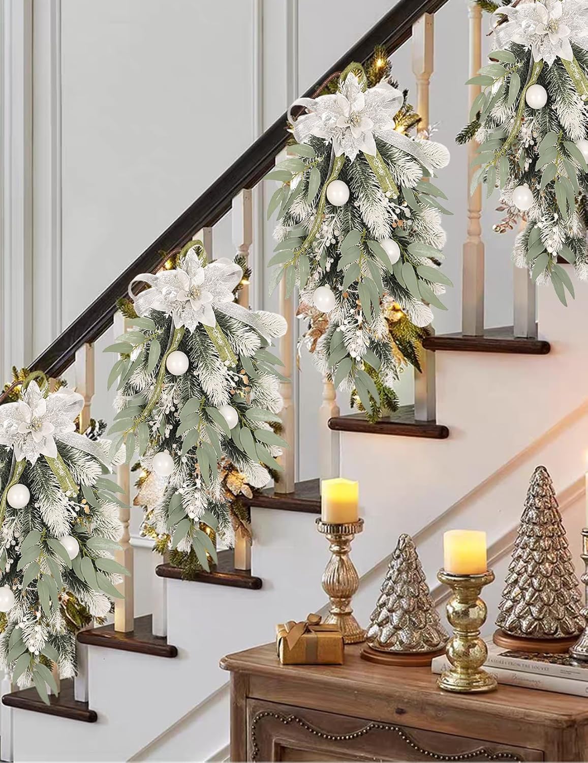 White Wreath Teardrop Wall Decor for Christmas and Wedding