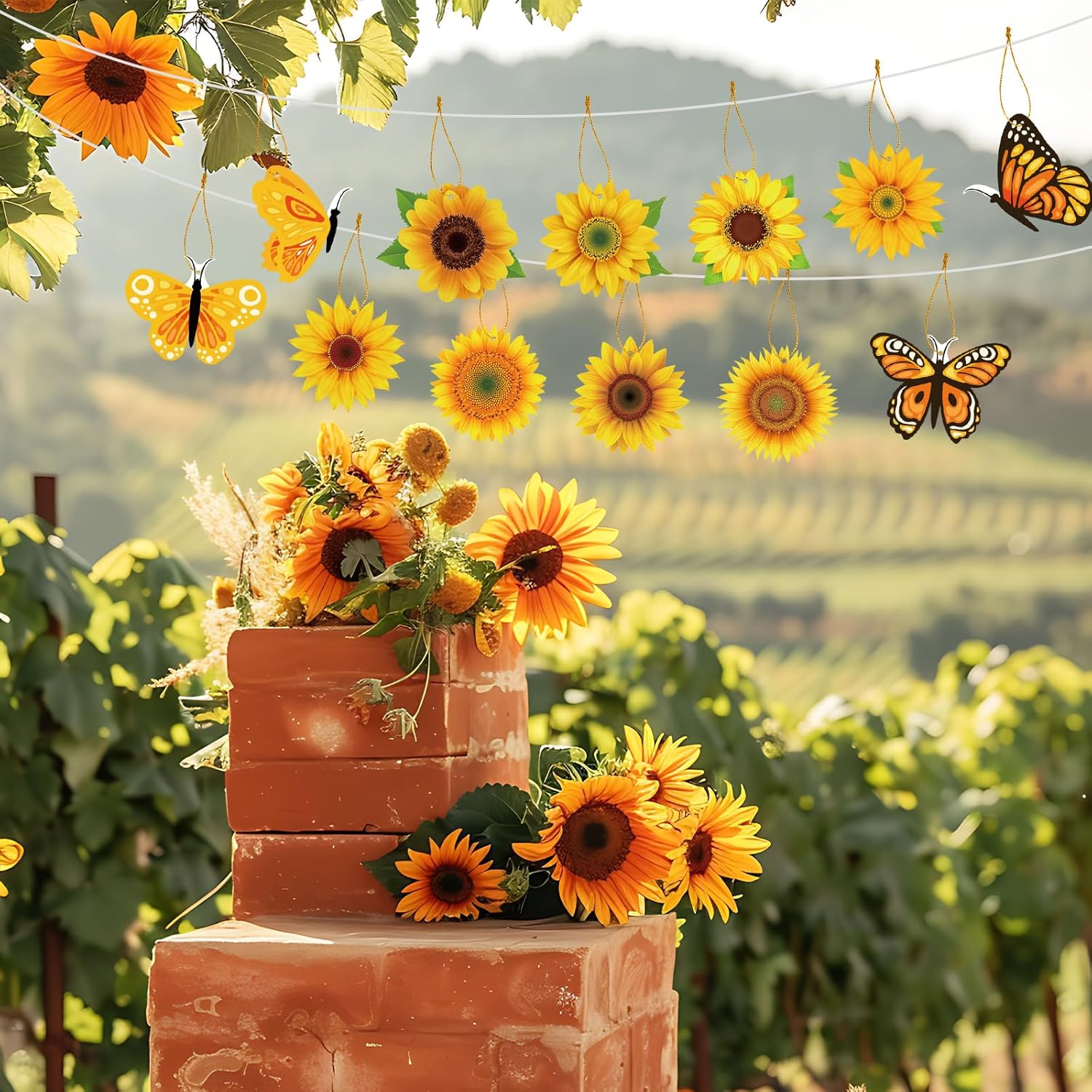36 Pcs Spring Tree Hanging Decorations Sunflower Butterfly Set