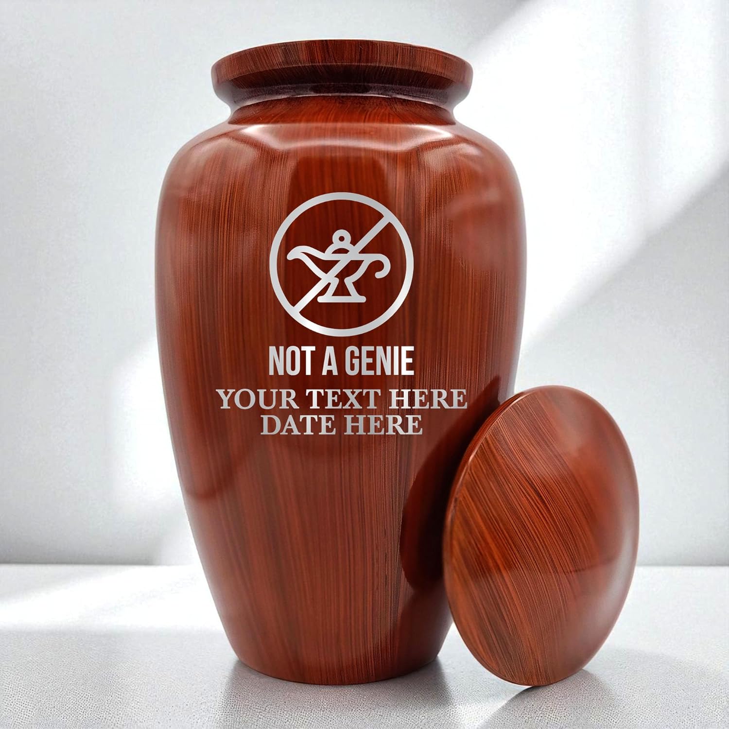 Custom Cremation Urn with Painted Wood Finish and Metal Base