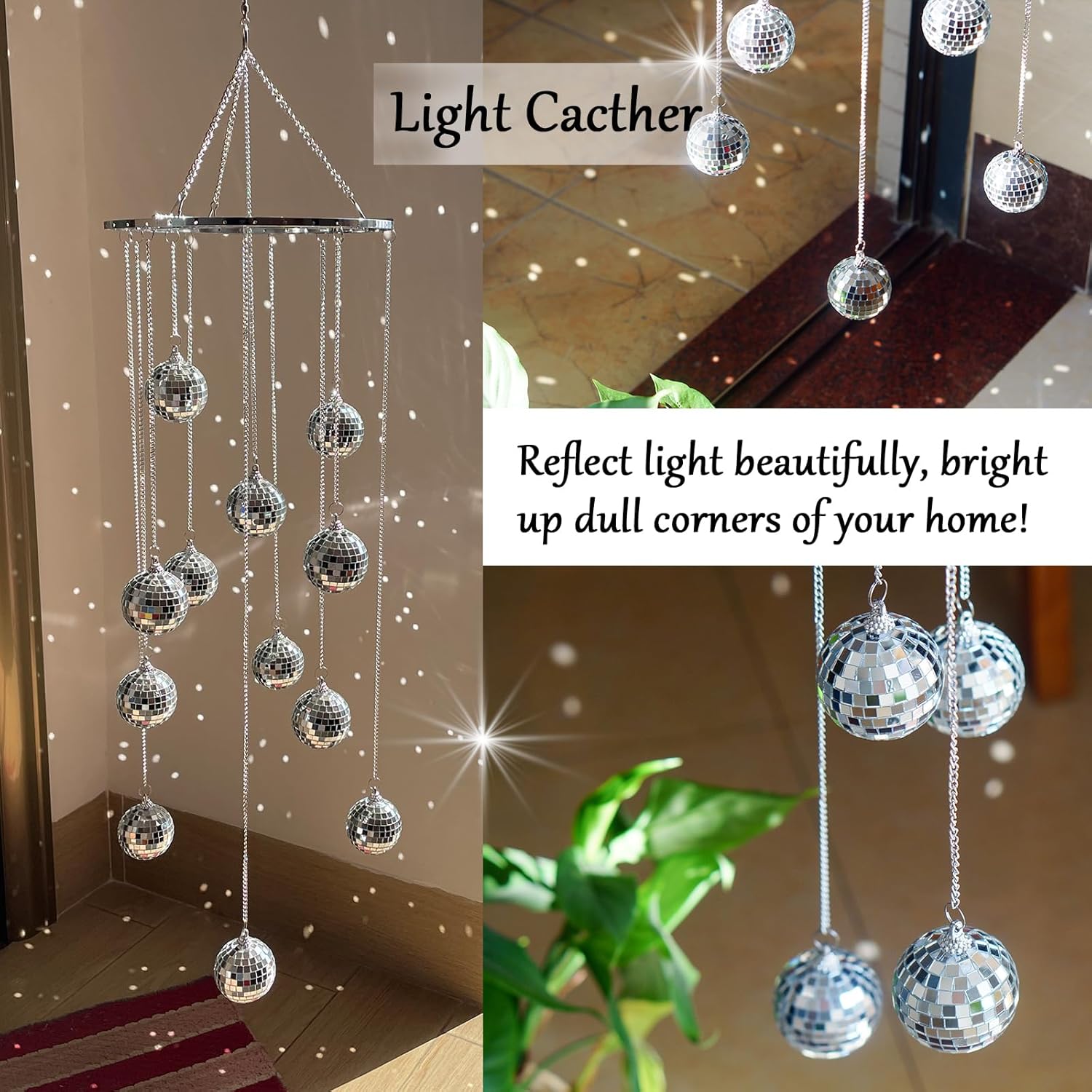 32 Inch Silver Mirror Disco Ball Mobile Spiral Spinner
