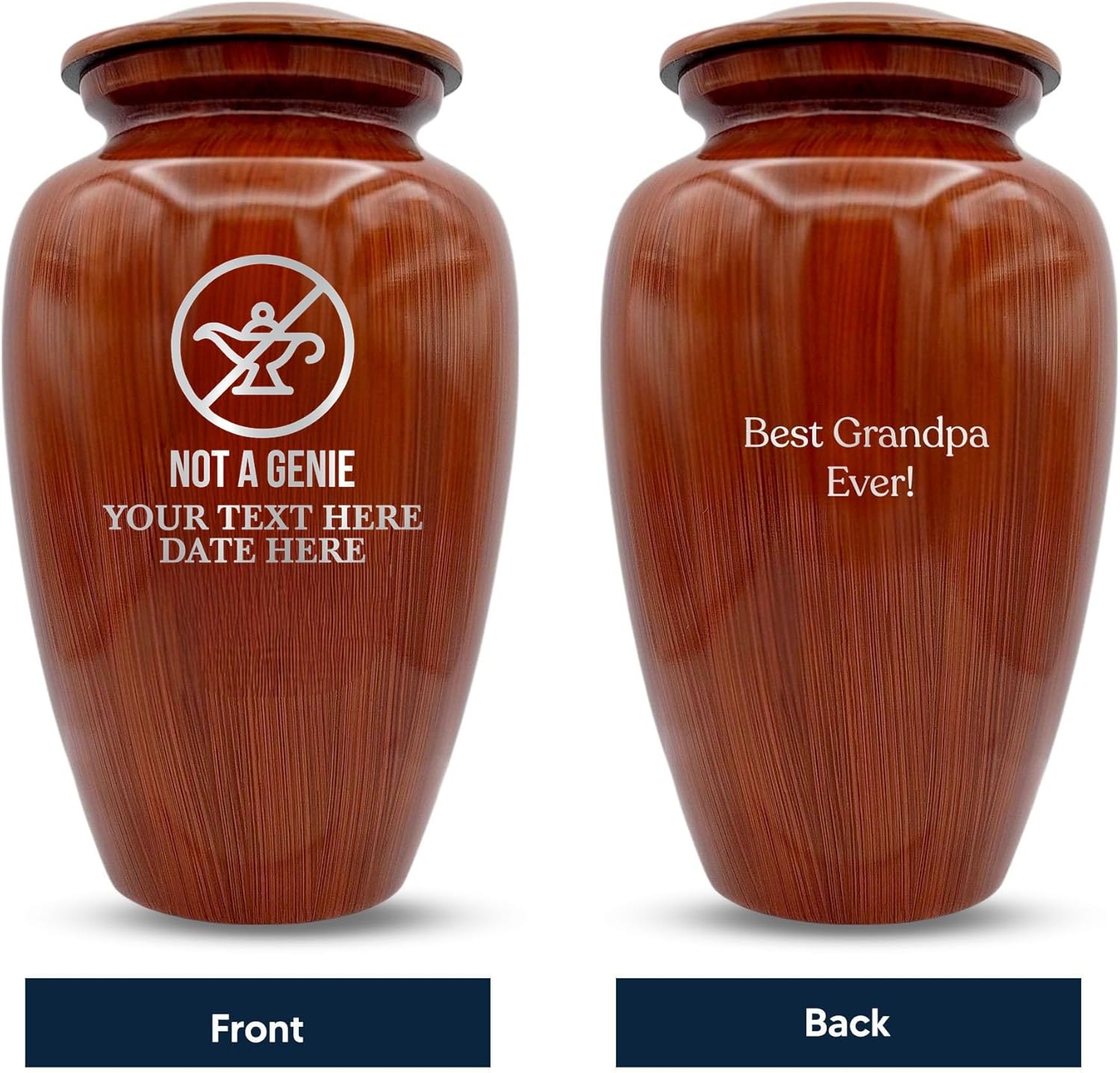 Custom Cremation Urn with Painted Wood Finish and Metal Base