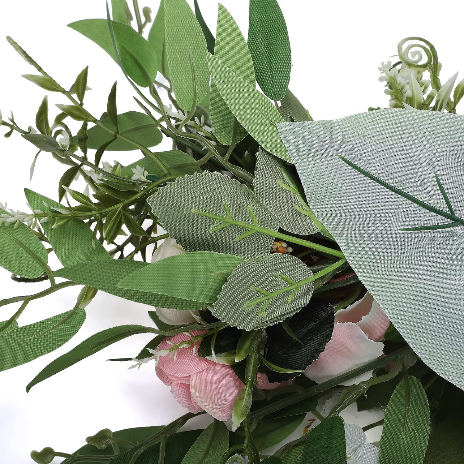 256in Pink Peony Rose Arch Floral Swag with Green Leaves