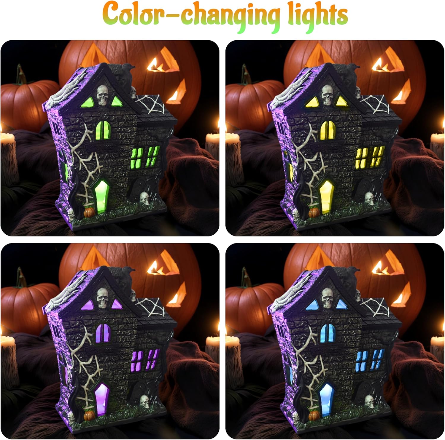 Halloween Village Houses Haunted House Figurine Decor
