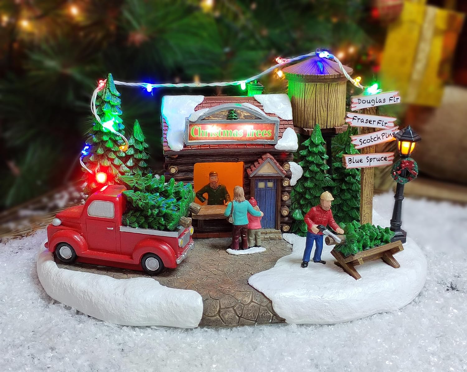 Moments in Time Christmas Tree Lot with LED Light and Music
