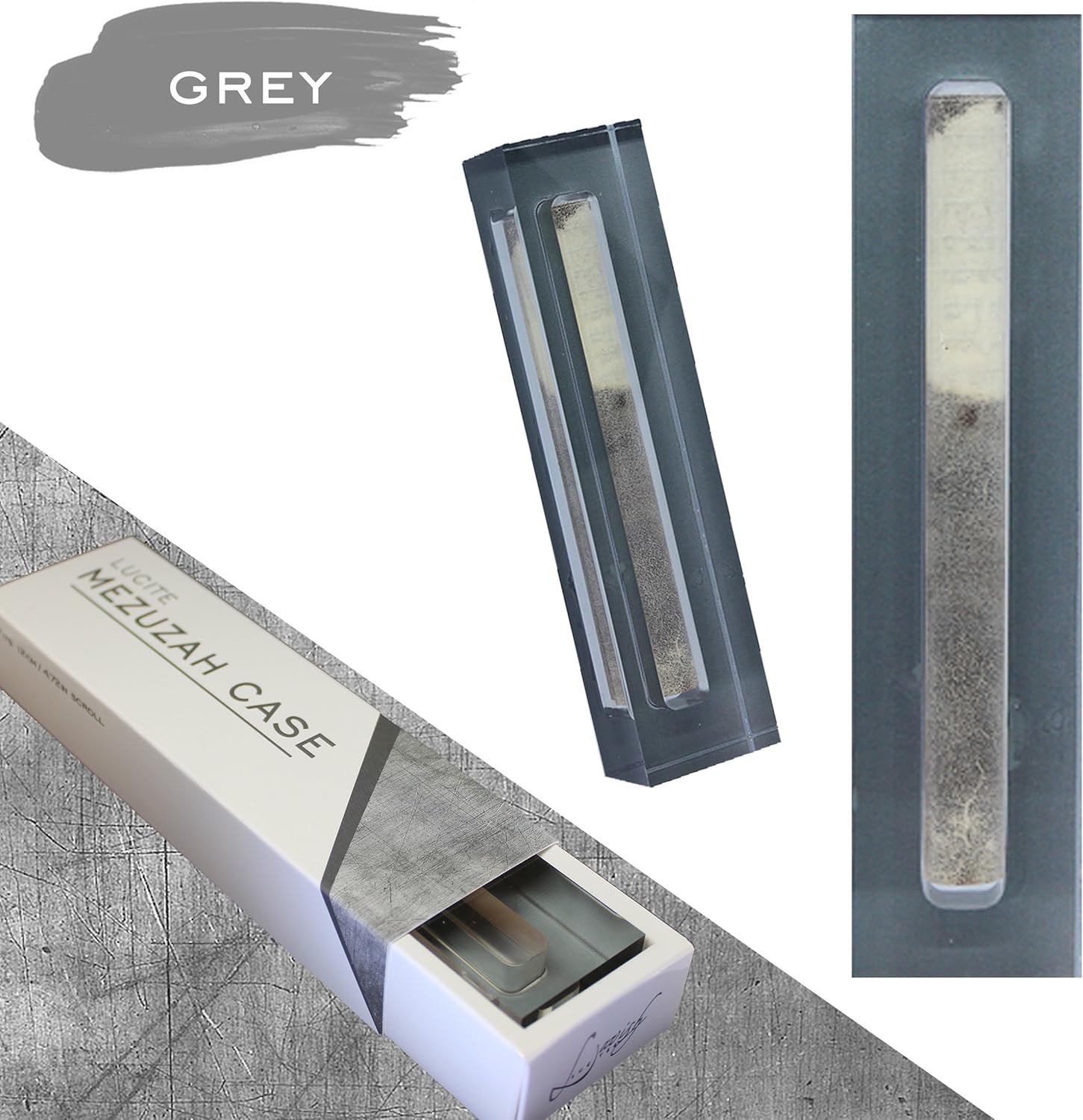 Lavish Lucites Lucite Mezuzah Case Grey 12cm Scroll Fit