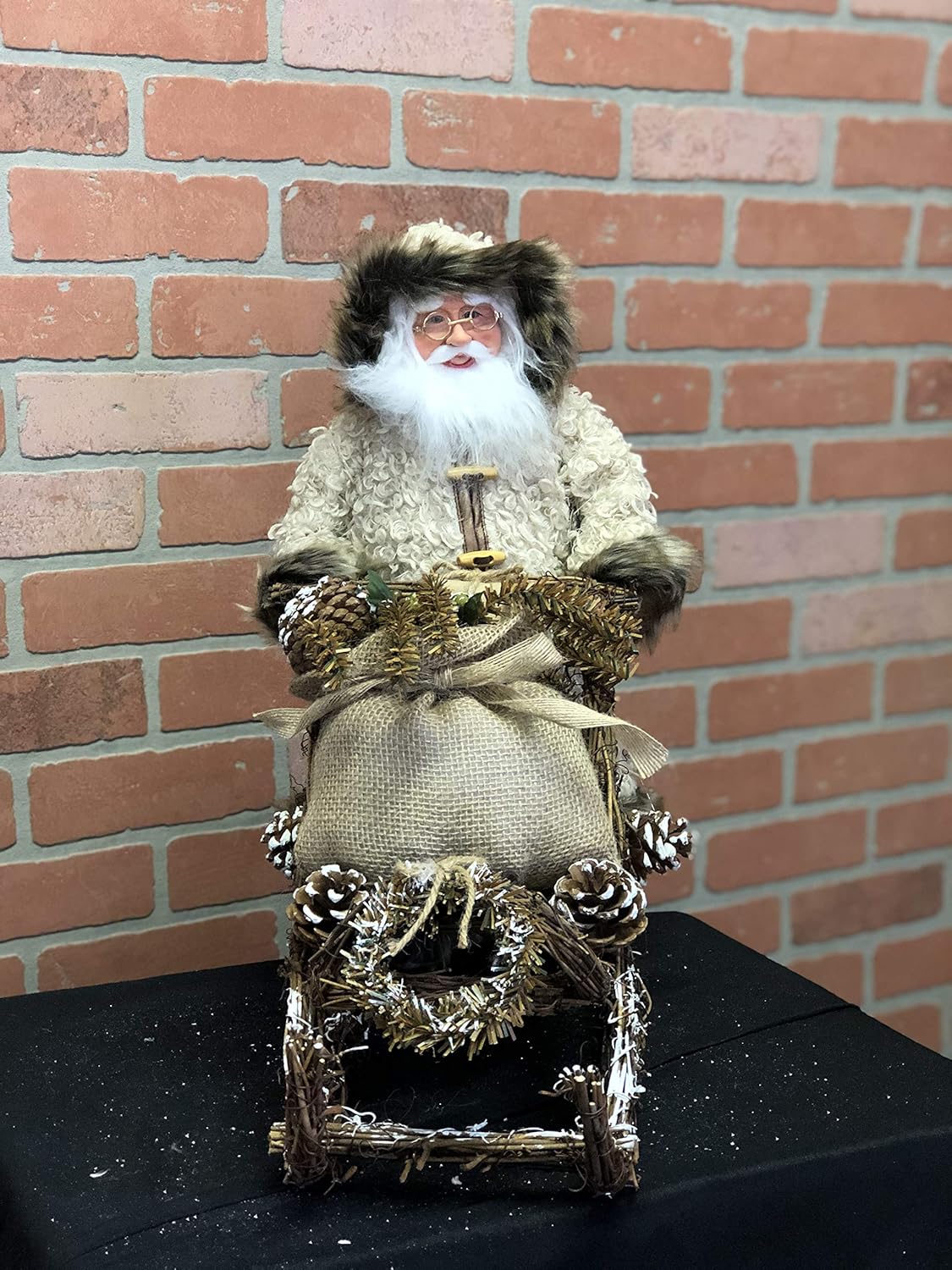 Santas Workshop 7661 Woodsman Mushing Sled Figurine 18 Inch