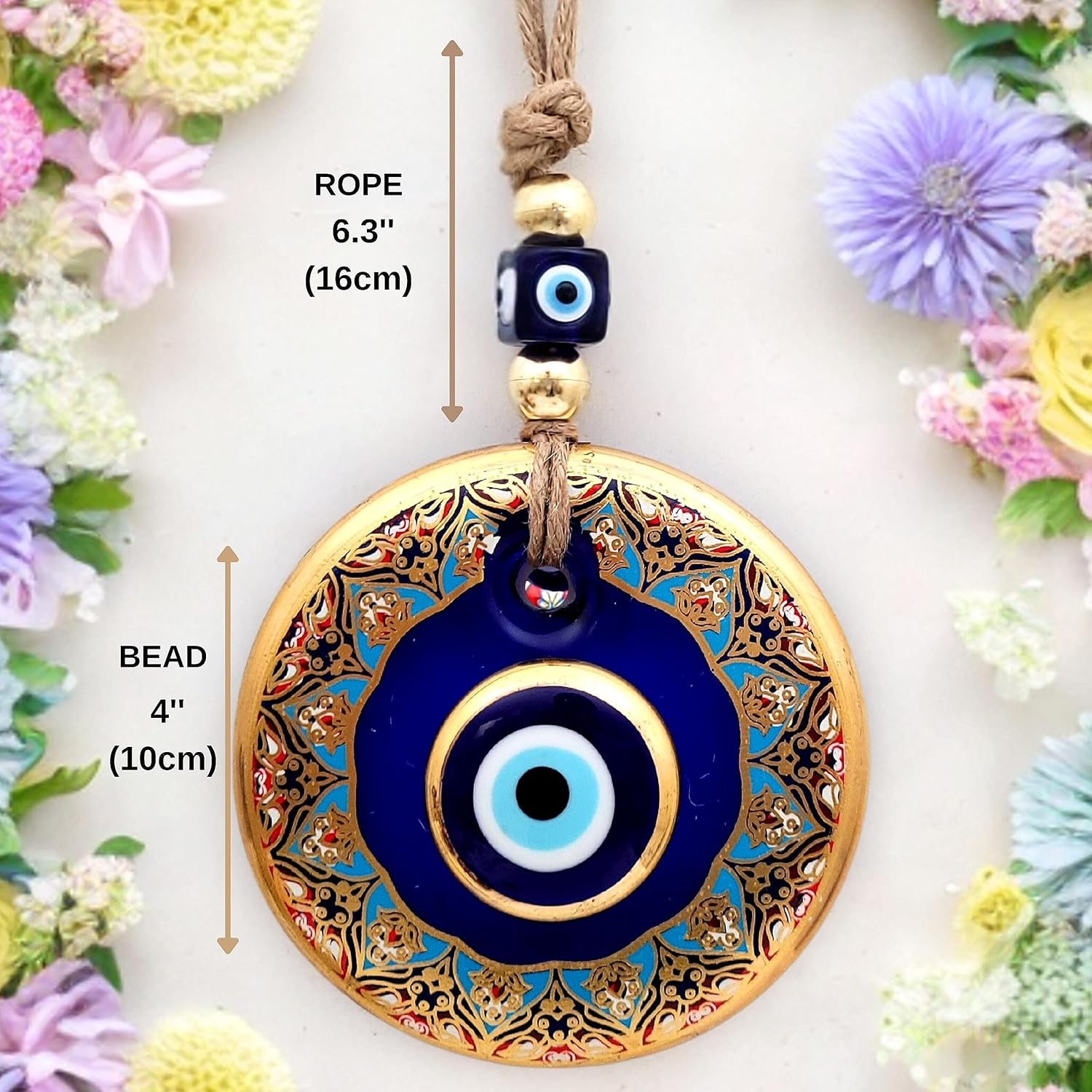 Candymosa 43 Inch Blue Evil Eye Gold Wall Hanging