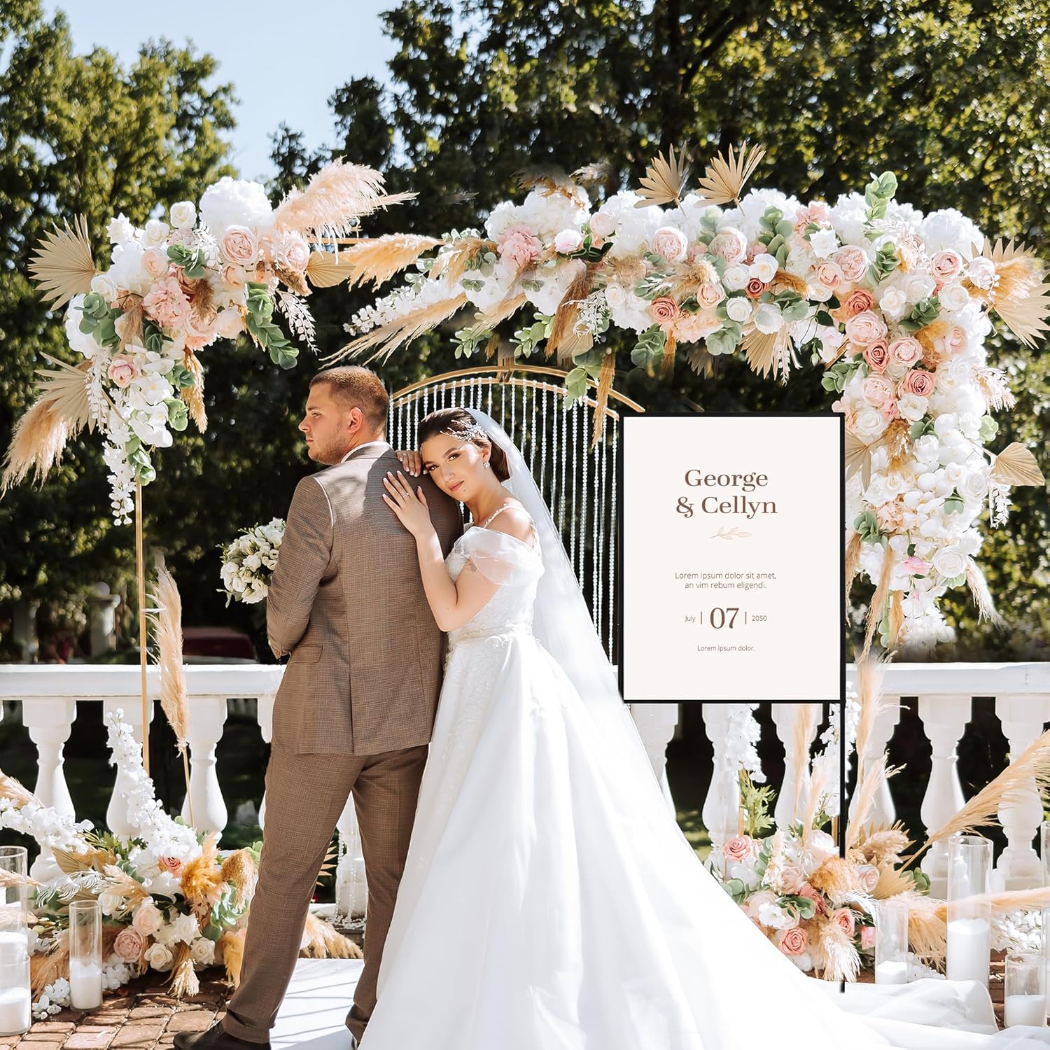 Adjustable Metal Wedding Sign Stand 236W x 63H