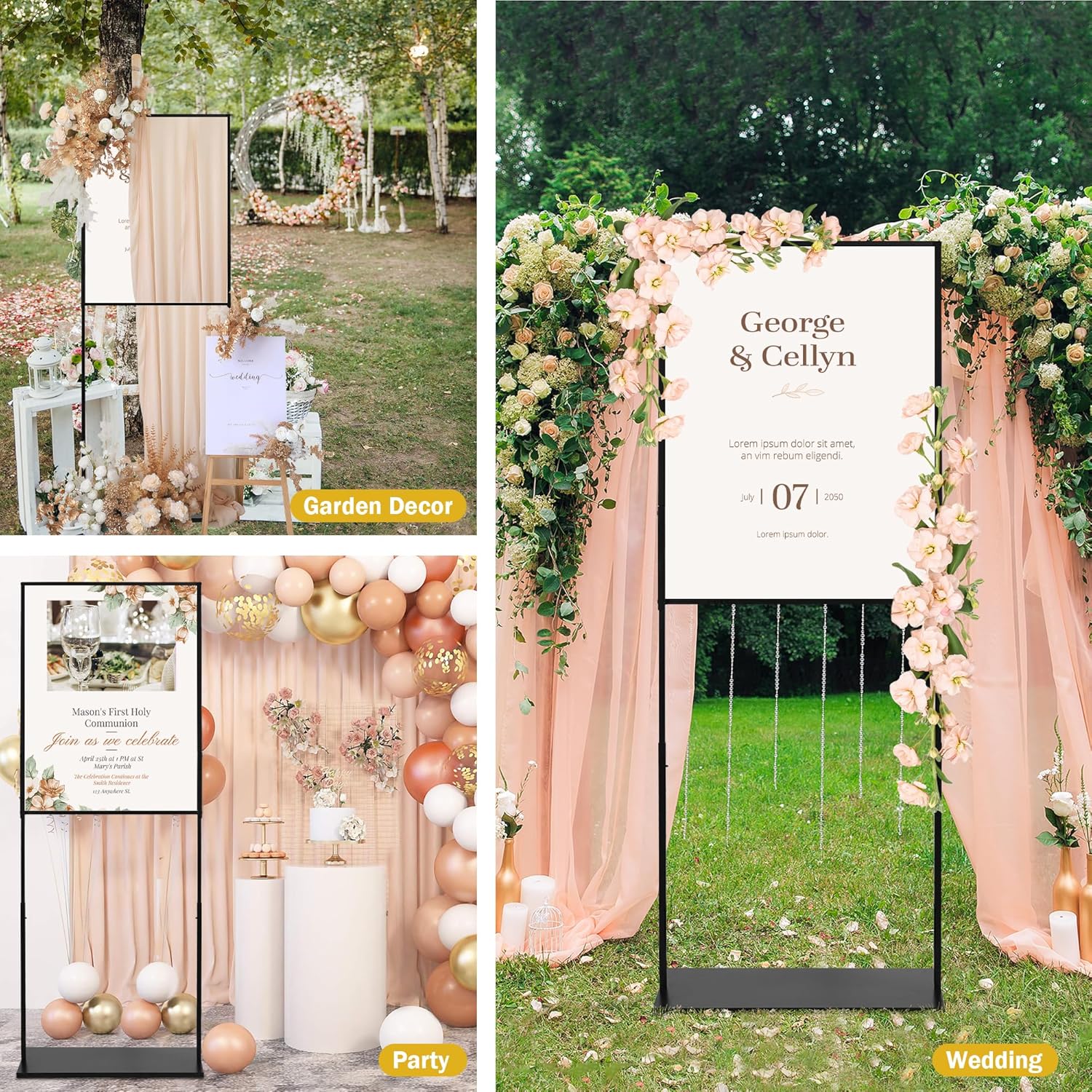 Adjustable Metal Wedding Sign Stand 236W x 63H