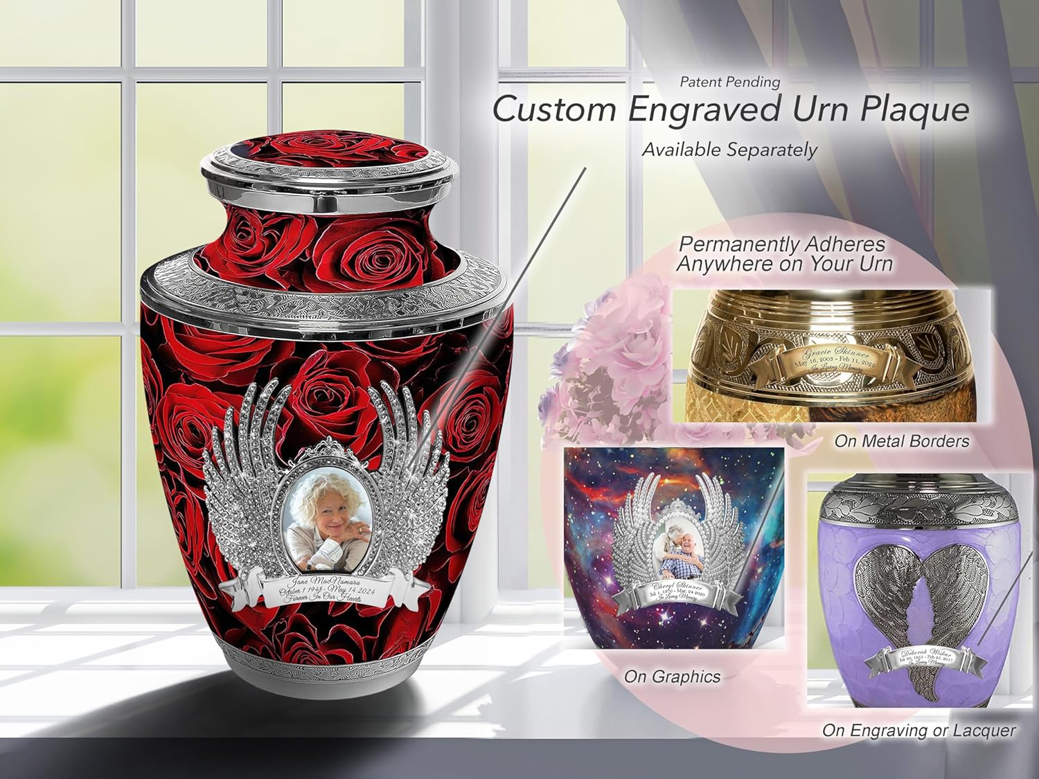 Crimson Rose Cremation Urn for Women