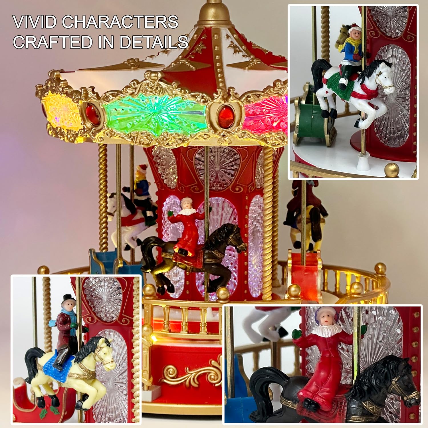 Allgala Christmas Carousel Figurine with USB and Battery Power