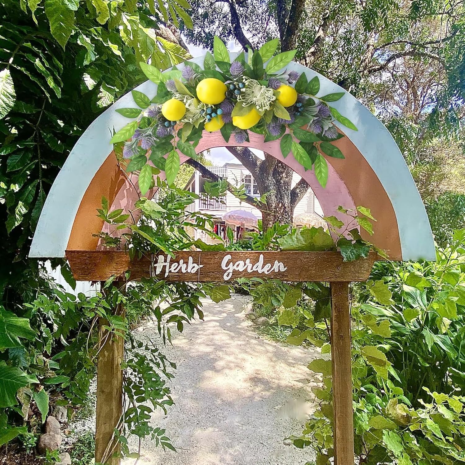 Emivery Artificial Lemon Flower Swag with Blueberry